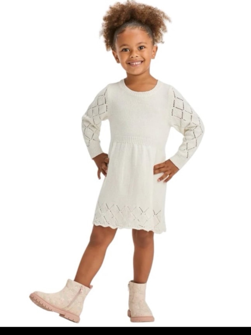 Cat & Jack Girls' Cream Knit Sweater Dress size 7/8